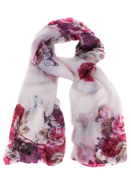 Pink Floral Print Scarf